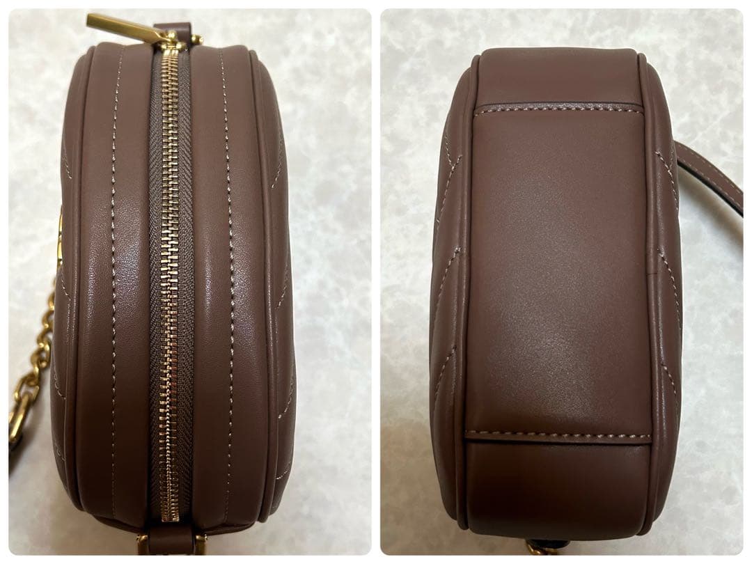 新品同様 トリーバーチ キラ シェブロン チェーンショルダーバッグ ブラウン