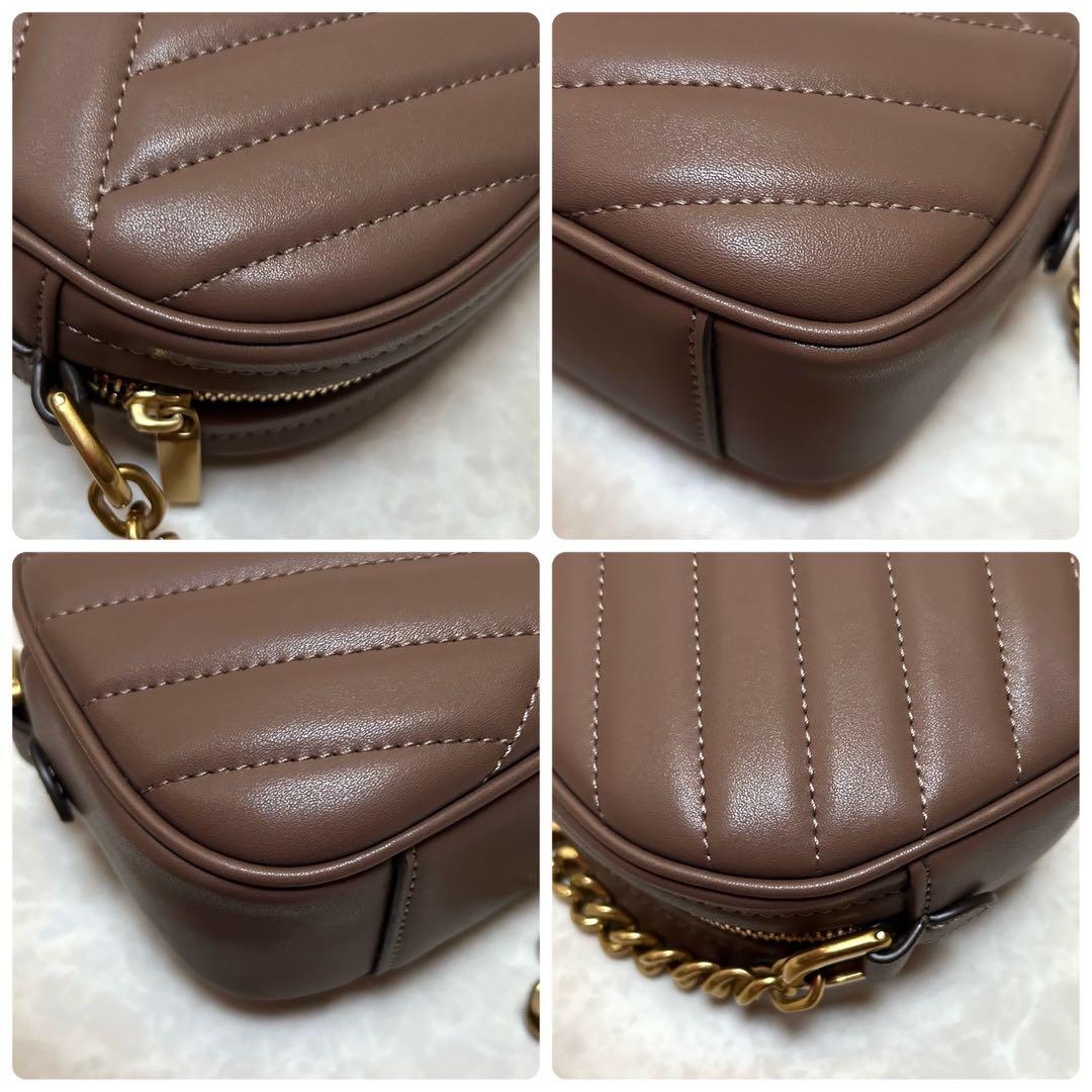 新品同様 トリーバーチ キラ シェブロン チェーンショルダーバッグ ブラウン