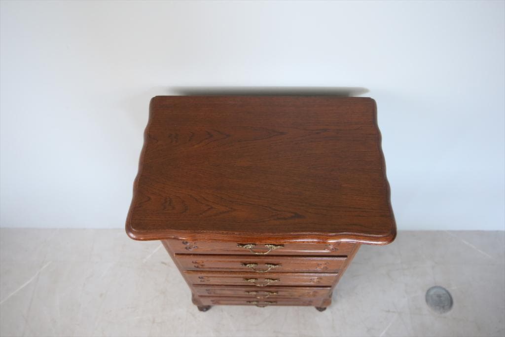 フランスアンティーク猫脚5杯ドロワー/木製チェスト/タンス/飾り棚(86-26)