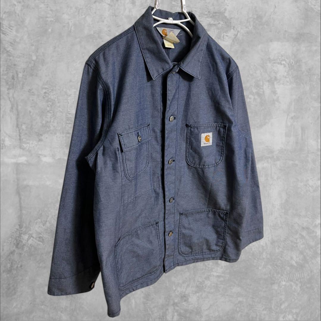 カーハートcarhartt カバーオール　チョアコート　シャンブレーデニム　L