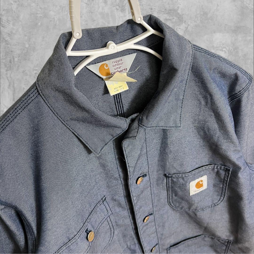 カーハートcarhartt カバーオール　チョアコート　シャンブレーデニム　L
