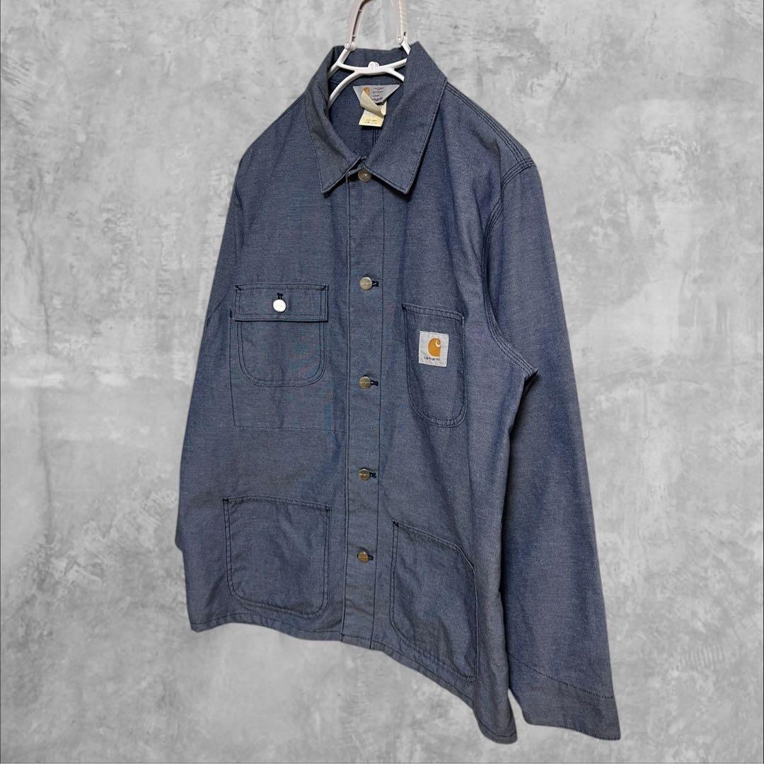 カーハートcarhartt カバーオール　チョアコート　シャンブレーデニム　L