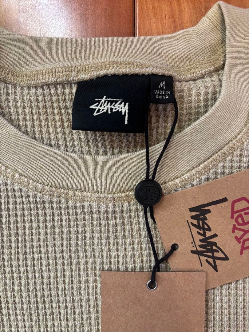 新品タグ付STUSSY ベージュ MラグランサーマルロンT