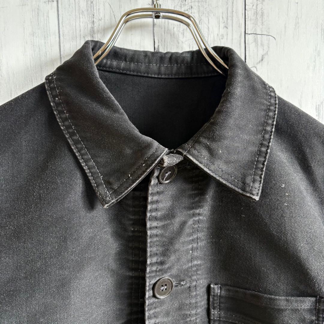 〜60s モンサンミッシェル ブラックモールスキンジャケット カバーオール