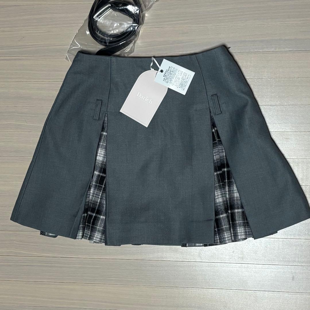 【新品】Darich　チェックドッキングミニスカート　M / GRY