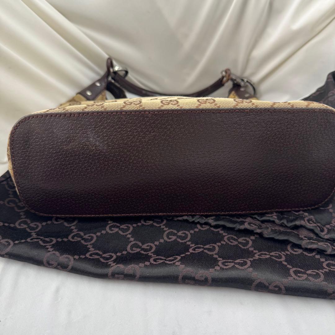 希少 グッチ ワンショルダーバッグ ハンドバッグ GGキャンバス レザー