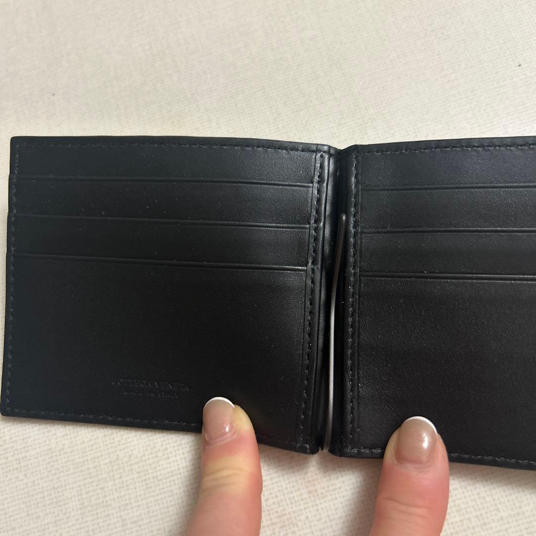 BOTTEGA VENETA ブラックレザー マネークリップ