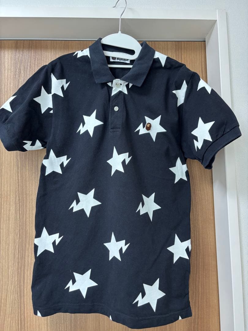 A BATHING APE★大人気星柄の黒ポロシャツ
