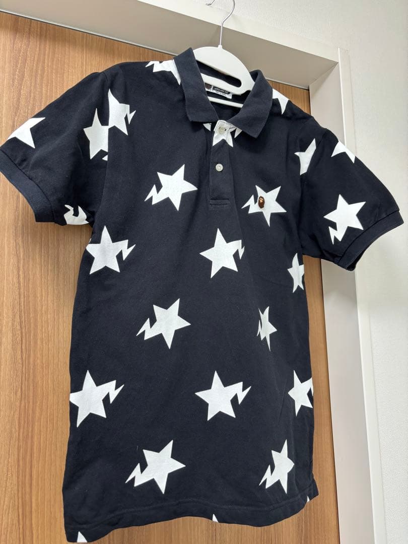 A BATHING APE★大人気星柄の黒ポロシャツ