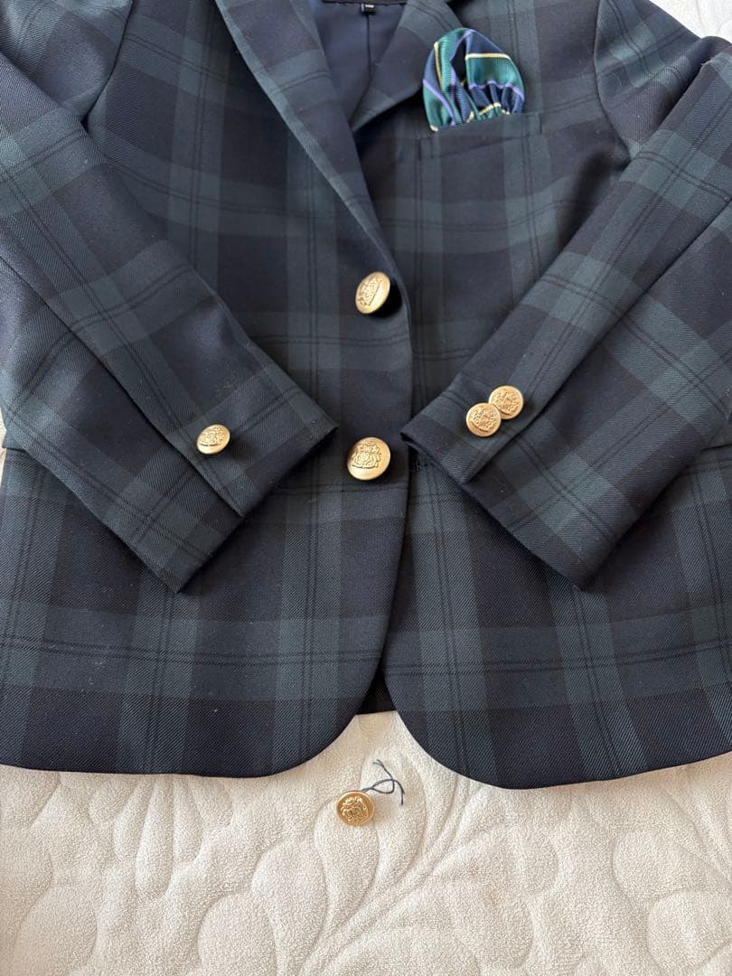 グリーンレーベルリラクシング　チェック　卒園式　入園式　冠婚葬祭　スーツセット