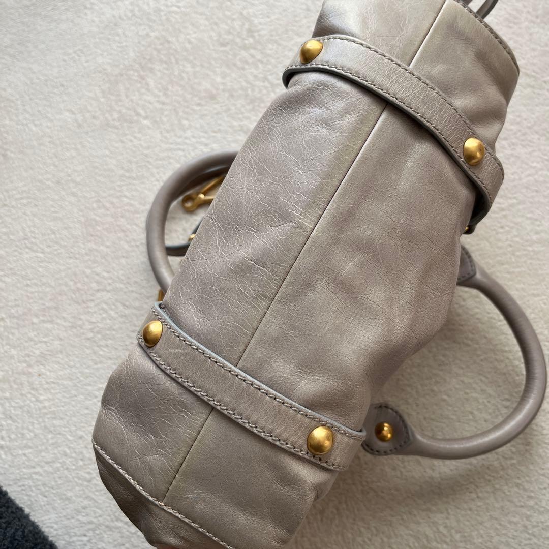 シルバー ギャザー付きショルダーバッグ