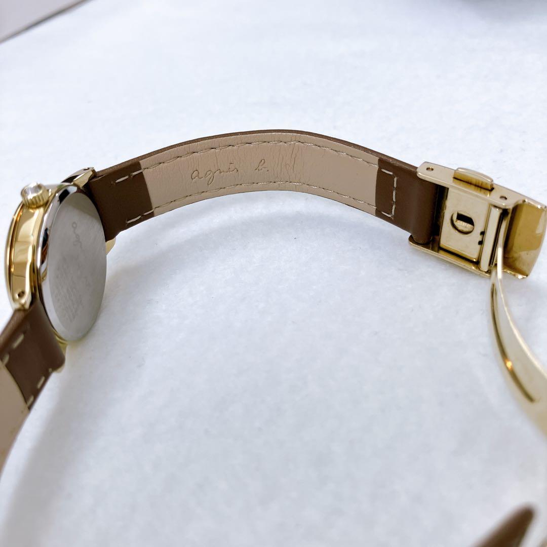 アニエスベー マルチェロ　ソーラー腕時計 シェル文字盤　白蝶貝レザーベルト