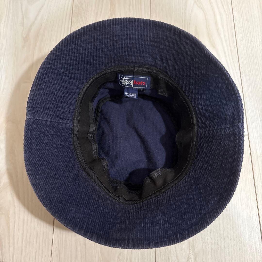 【希少】old stussy バケットハット　コーデュロイ　紺タグ　90s 古着