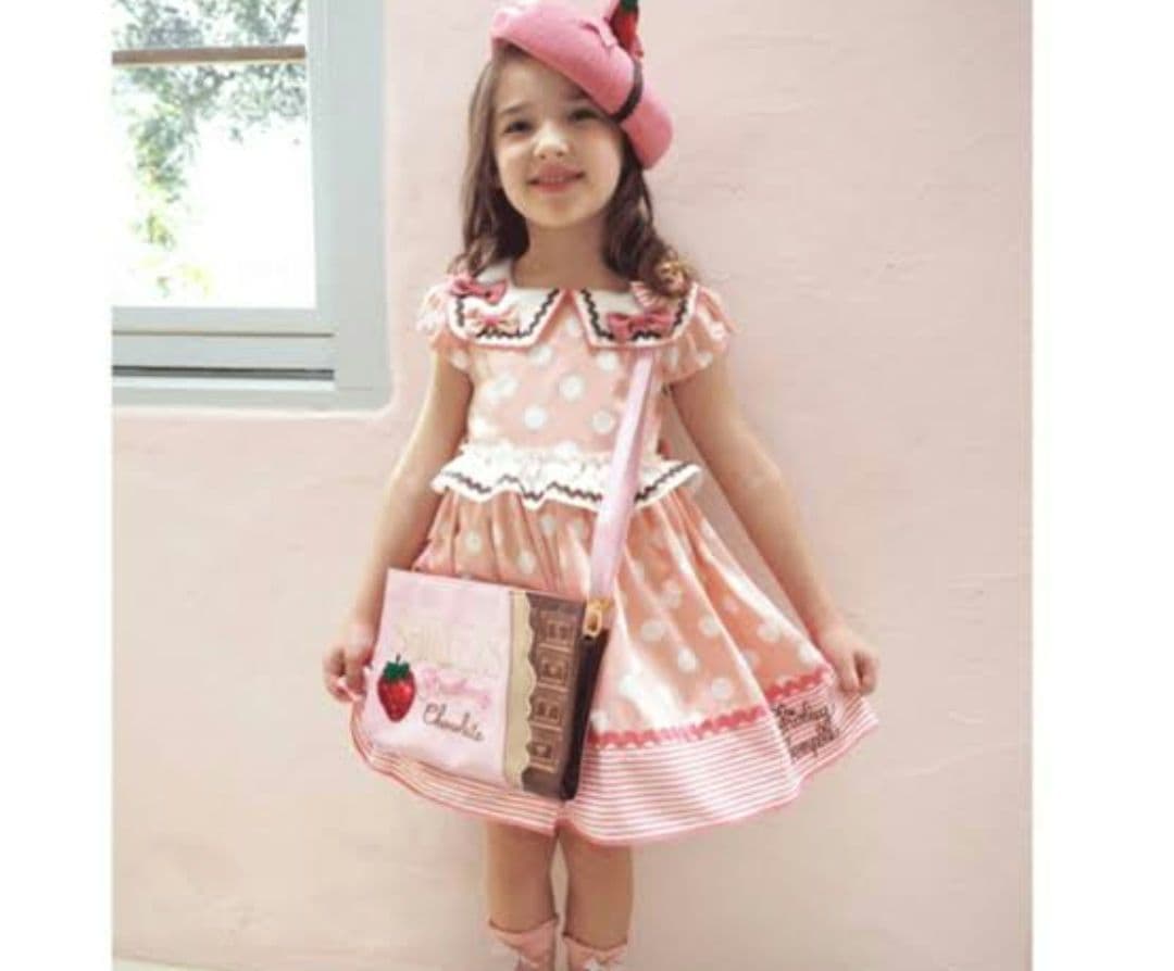 シャーリーテンプル　限定ストロベリーチョコドットセーラーワンピース