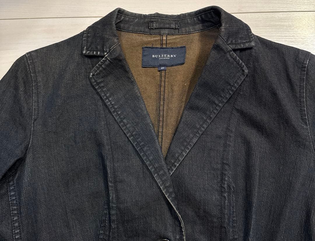 バーバリーロンドン　レディース　インディゴ染　ブラック　デニムジャケット　L