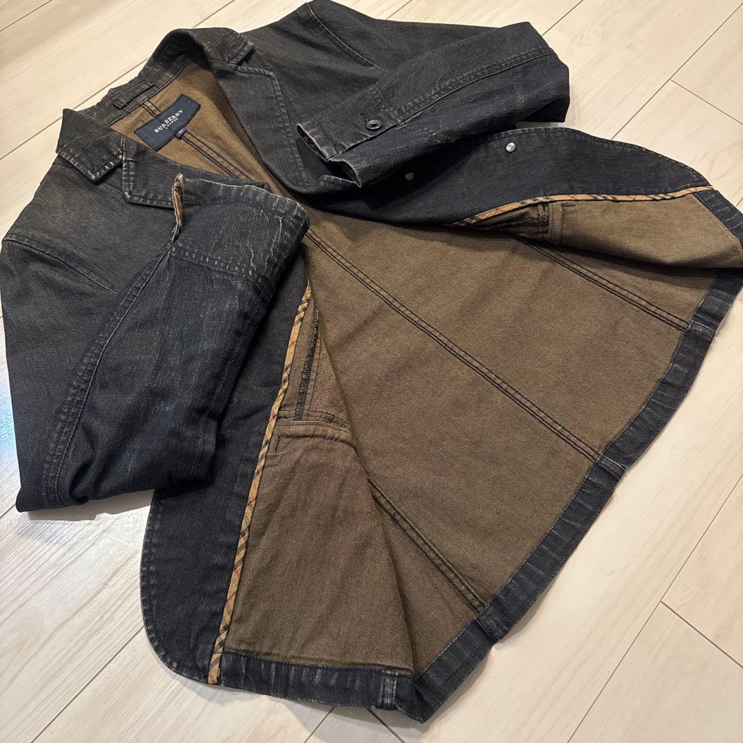 バーバリーロンドン　レディース　インディゴ染　ブラック　デニムジャケット　L