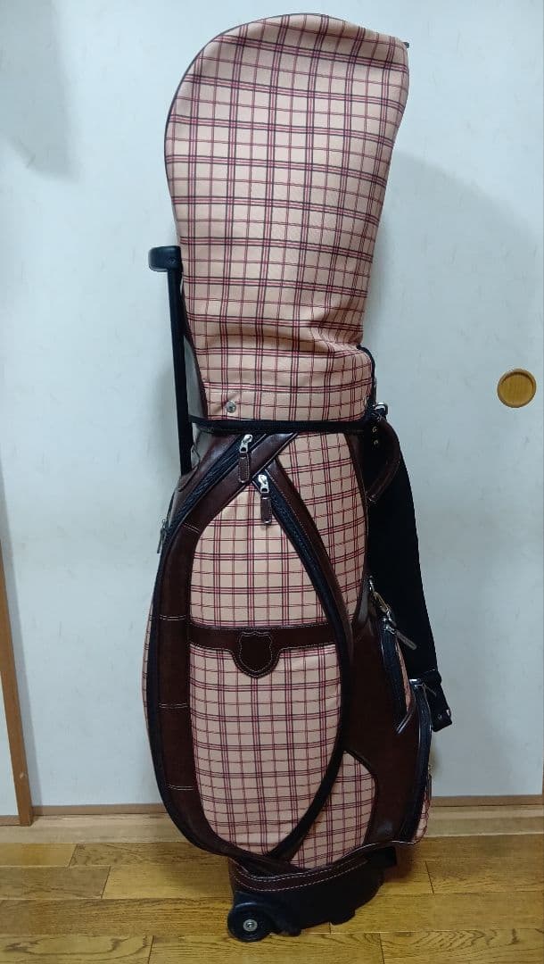 kasco キャスコ キャディバッグ キャスター付 チェック柄 ブラウン