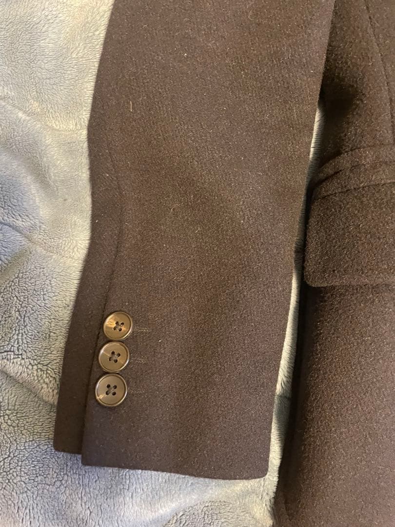 バーニーズニューヨーク　黒 ダブルブレスト ウールピーコート