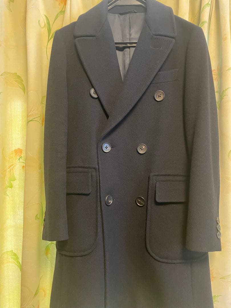 バーニーズニューヨーク　黒 ダブルブレスト ウールピーコート