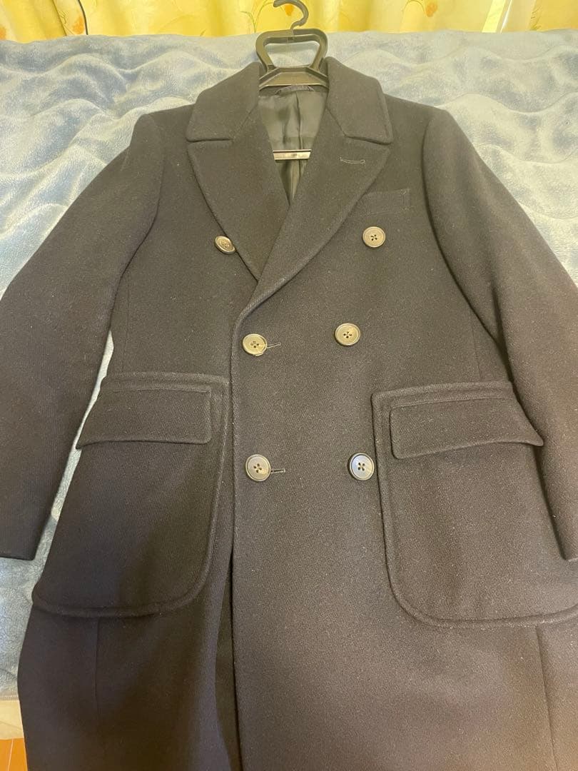 バーニーズニューヨーク　黒 ダブルブレスト ウールピーコート