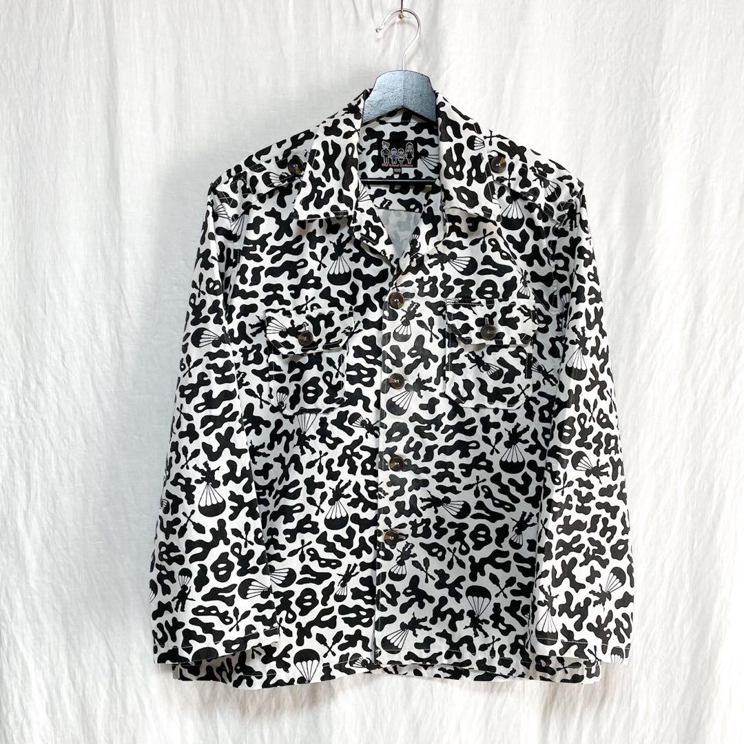 希少 パラシュート柄 韓国軍 実用 バクテリア アメーバカモ 迷彩 シャツ