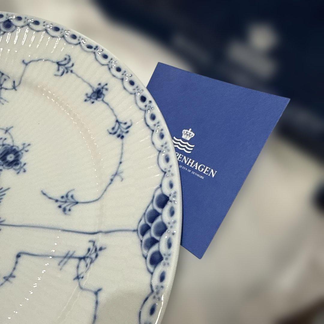 新品ロイヤルコペンハーゲン ブルーフルーテッド ハーフレース プレート27cm