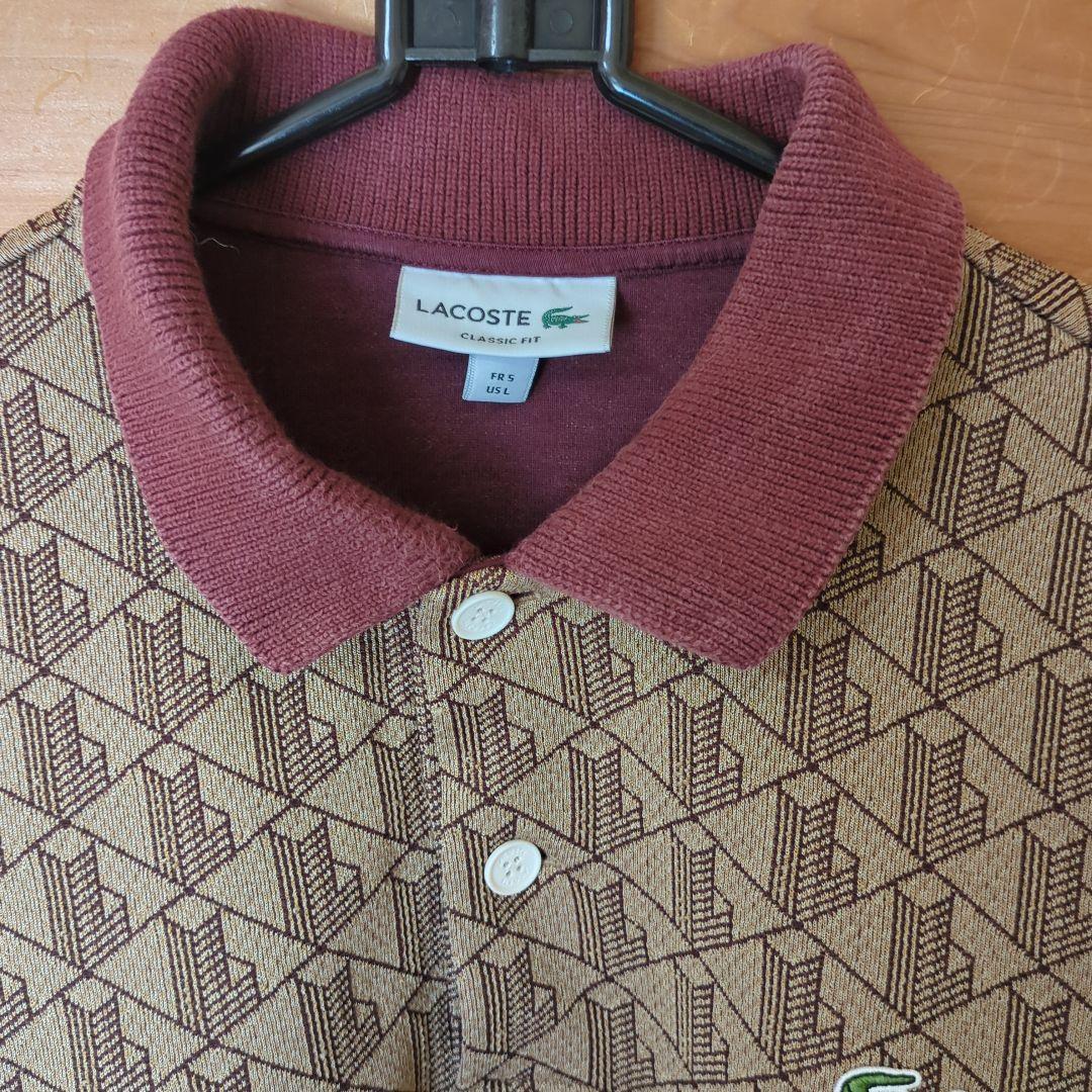 金曜日19時まで LACOSTE モノグラムジャガードポロシャツ