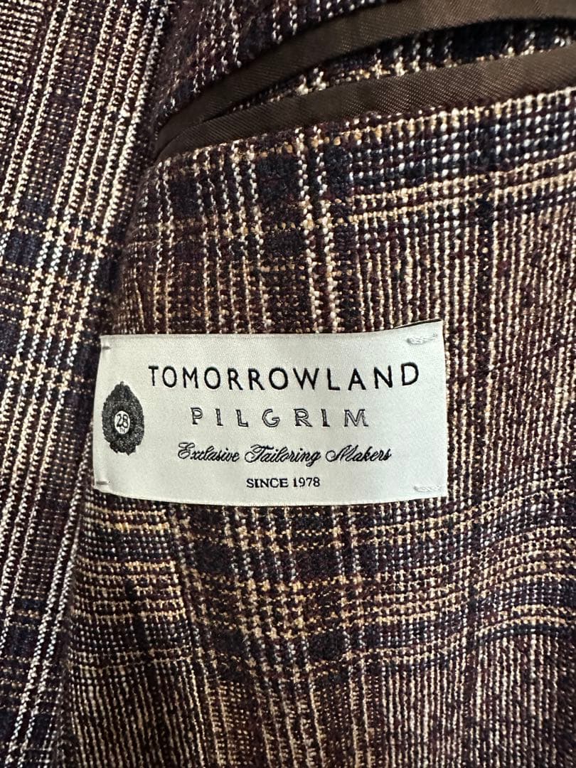 【美品】トゥモローランド ✖︎フェルラ　ブラウン系チェック柄テーラードジャケット