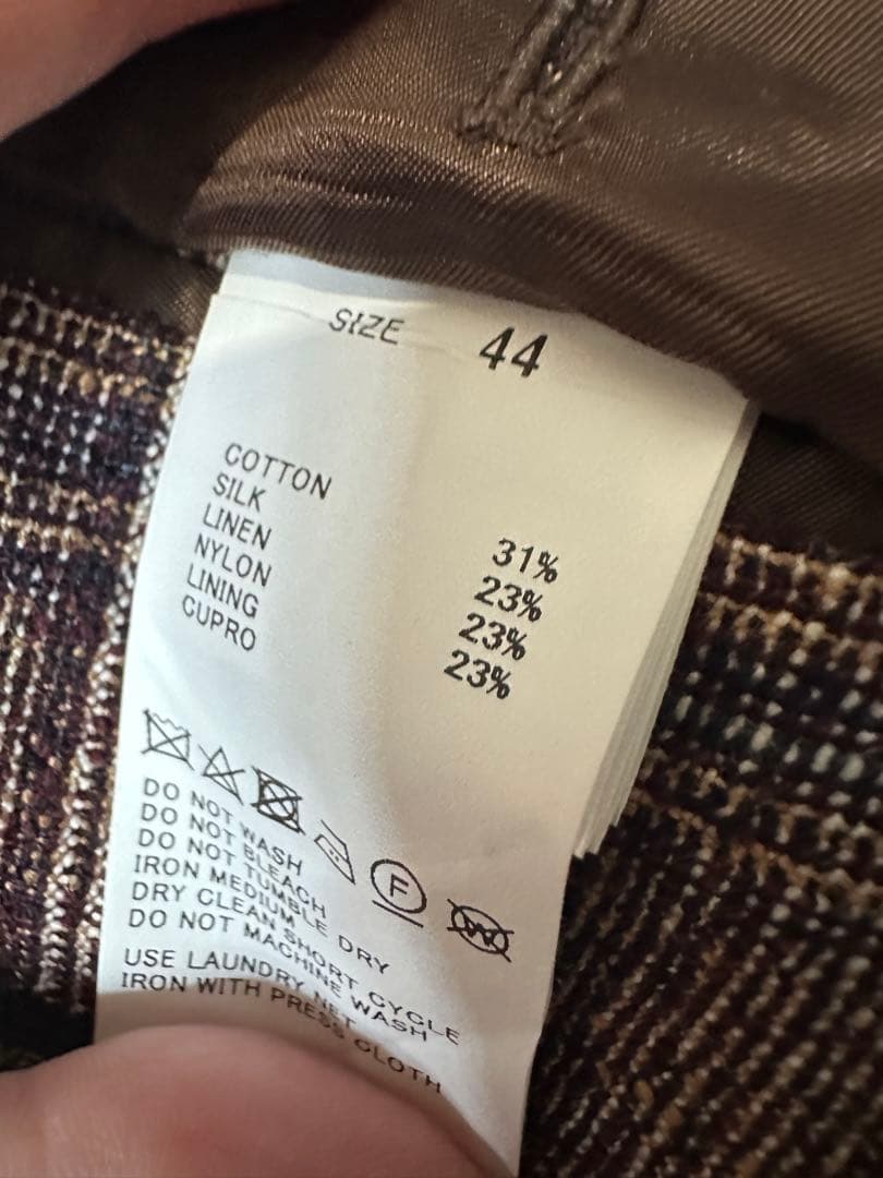 【美品】トゥモローランド ✖︎フェルラ　ブラウン系チェック柄テーラードジャケット