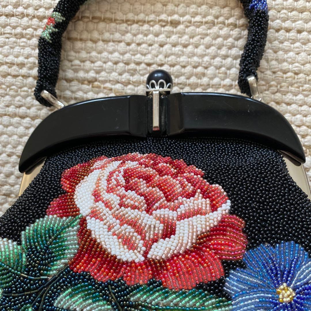 総ビーズ　ハンドバッグ　アンティーク　ヴィンテージ　昭和40年代　レトロ　和装