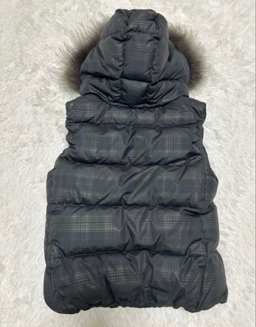 タトラス ダウンベスト　 ラクーンファー　チェック　ブラック　2way