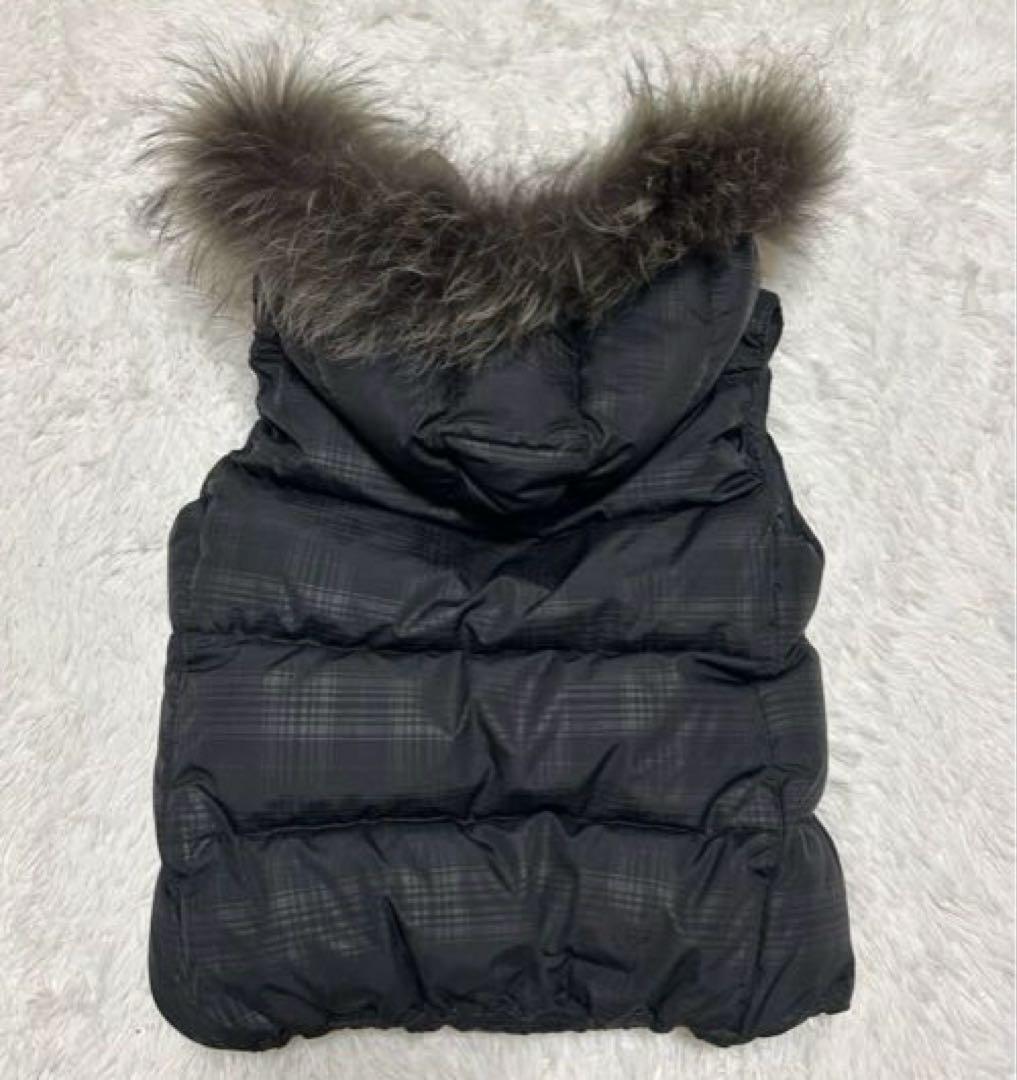 タトラス ダウンベスト　 ラクーンファー　チェック　ブラック　2way