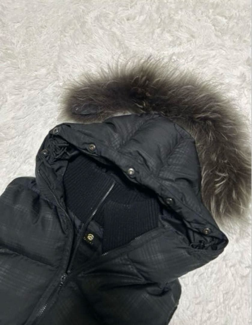 タトラス ダウンベスト　 ラクーンファー　チェック　ブラック　2way