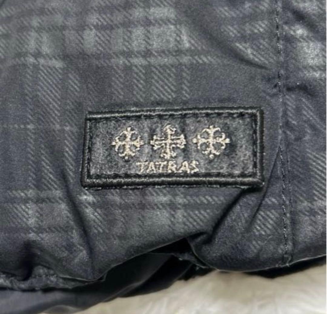 タトラス ダウンベスト　 ラクーンファー　チェック　ブラック　2way