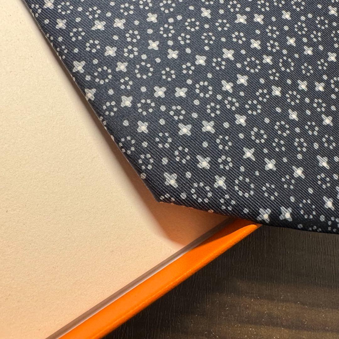 極美品 HERMES エルメス 満天の星空 銀河モチーフ ネクタイ ネイビー