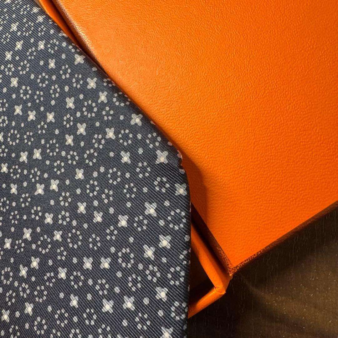 極美品 HERMES エルメス 満天の星空 銀河モチーフ ネクタイ ネイビー
