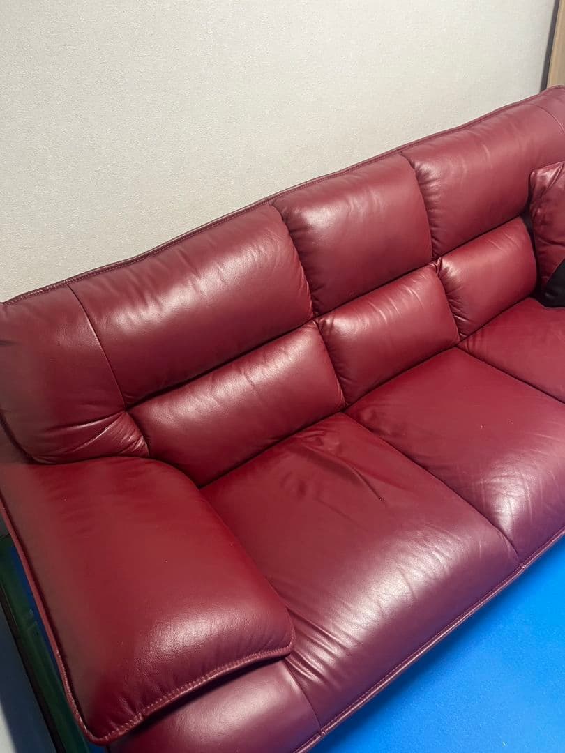 ニトリ３人掛けソファー　ロゾ 家具　ワインレッド　B04