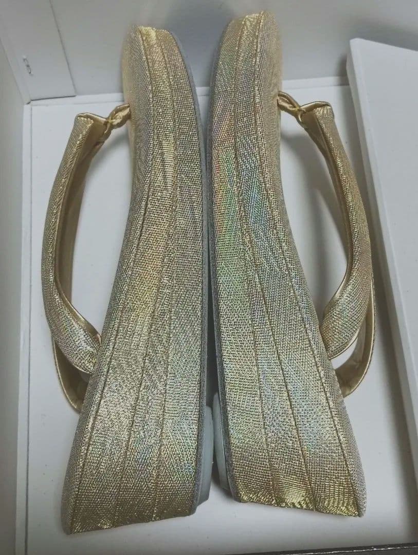 キンワシ印　草履バッグセット　ゴールド　レインボー　着物　和装　和服