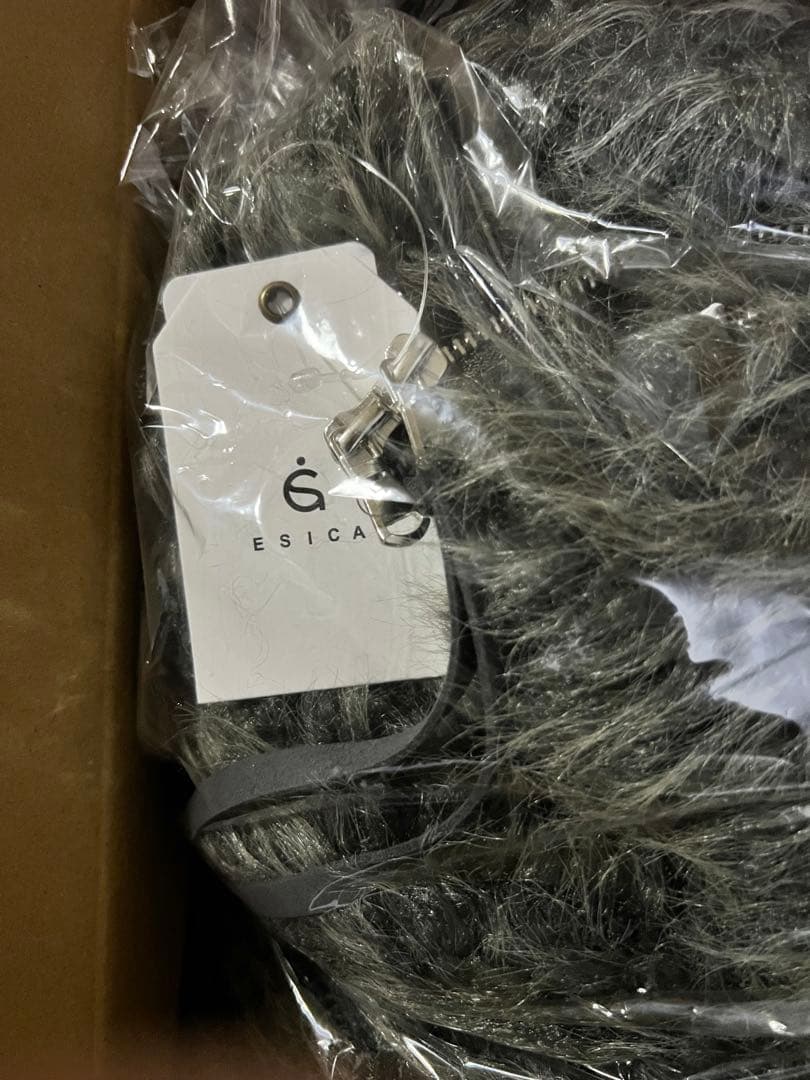 値下げ新品⭐︎ESICA エシカミックスシープファー スタンドブルゾン チャコール