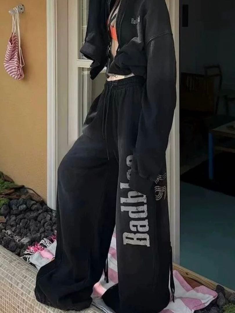 BADBLOOD ワイドパンツ グレー ロゴ オーバーサイズ