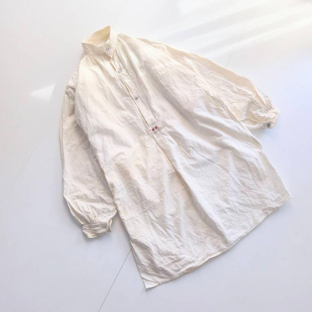 1900-30s フランス アンティーク リネン スモック　グランパシャツ