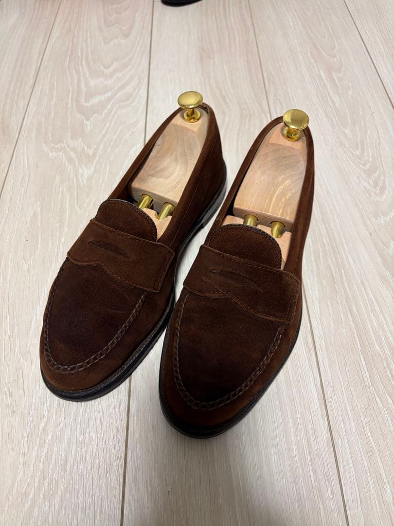 【最終価格】早い者勝ちAldenスエードローファー ブラウン7.5オールソール済