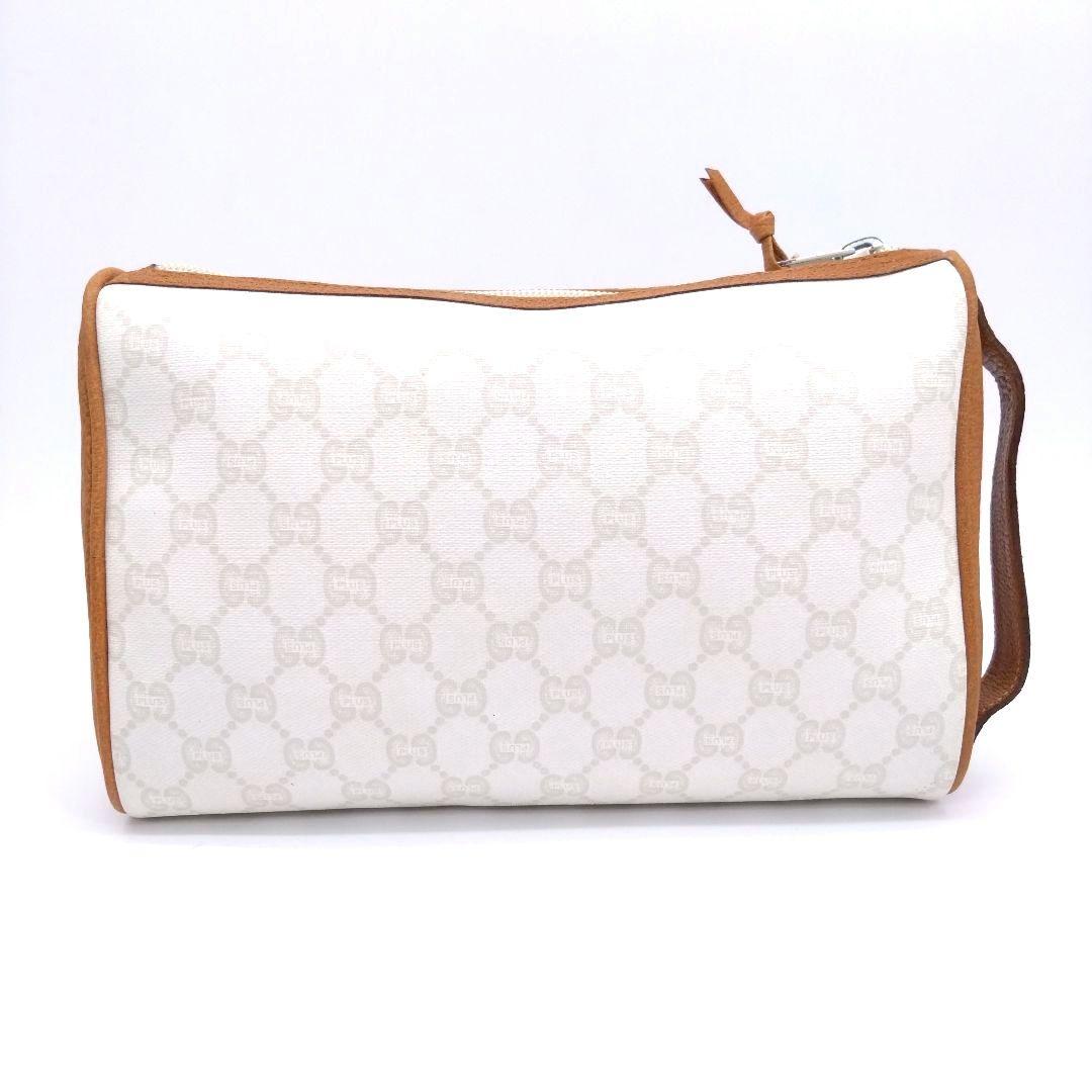 【美品】GUCCI 希少 クラッチバッグ セカンド ポーチ GGプラス総柄 白