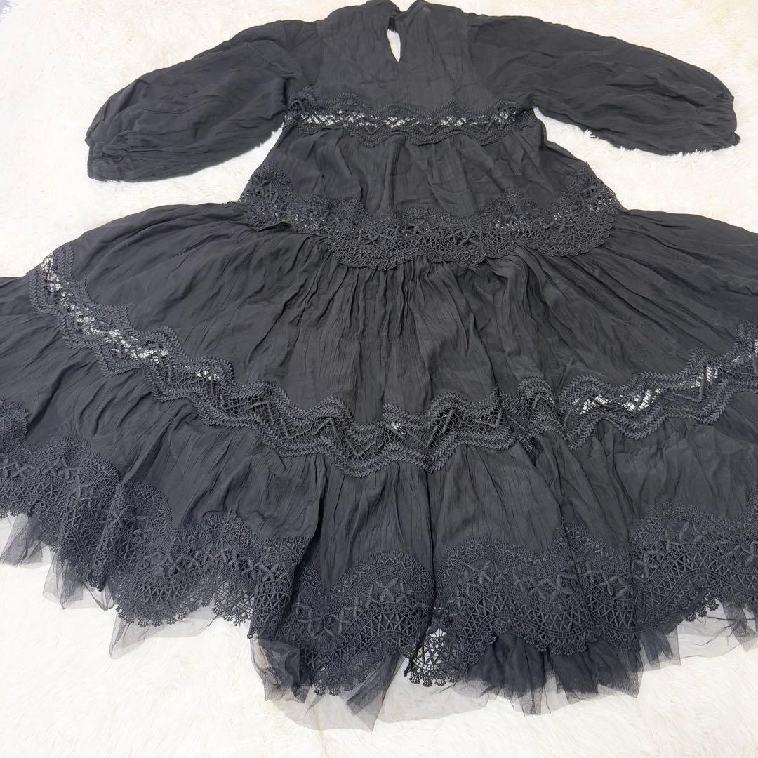 美品✨ ラベルエチュード　モチーフレースギャザーボリュームチョーカーワンピ一ス