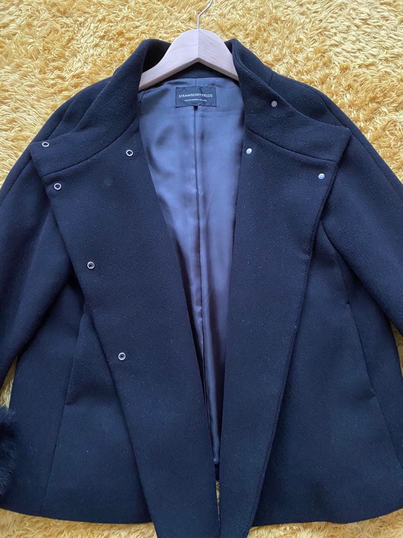 【未使用】ストロベリーフィールズビーバーショートコートリアルフォックスファー黒