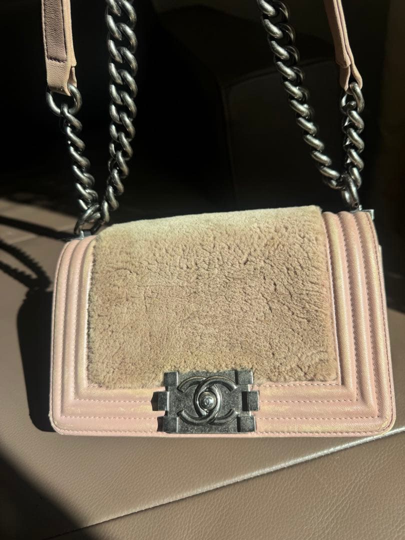 CHANEL ミニボーイ ピンク チェーンショルダー 裸品 使用感あり