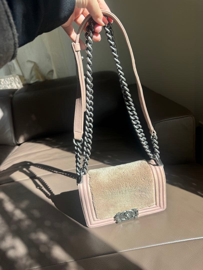 CHANEL ミニボーイ ピンク チェーンショルダー 裸品 使用感あり