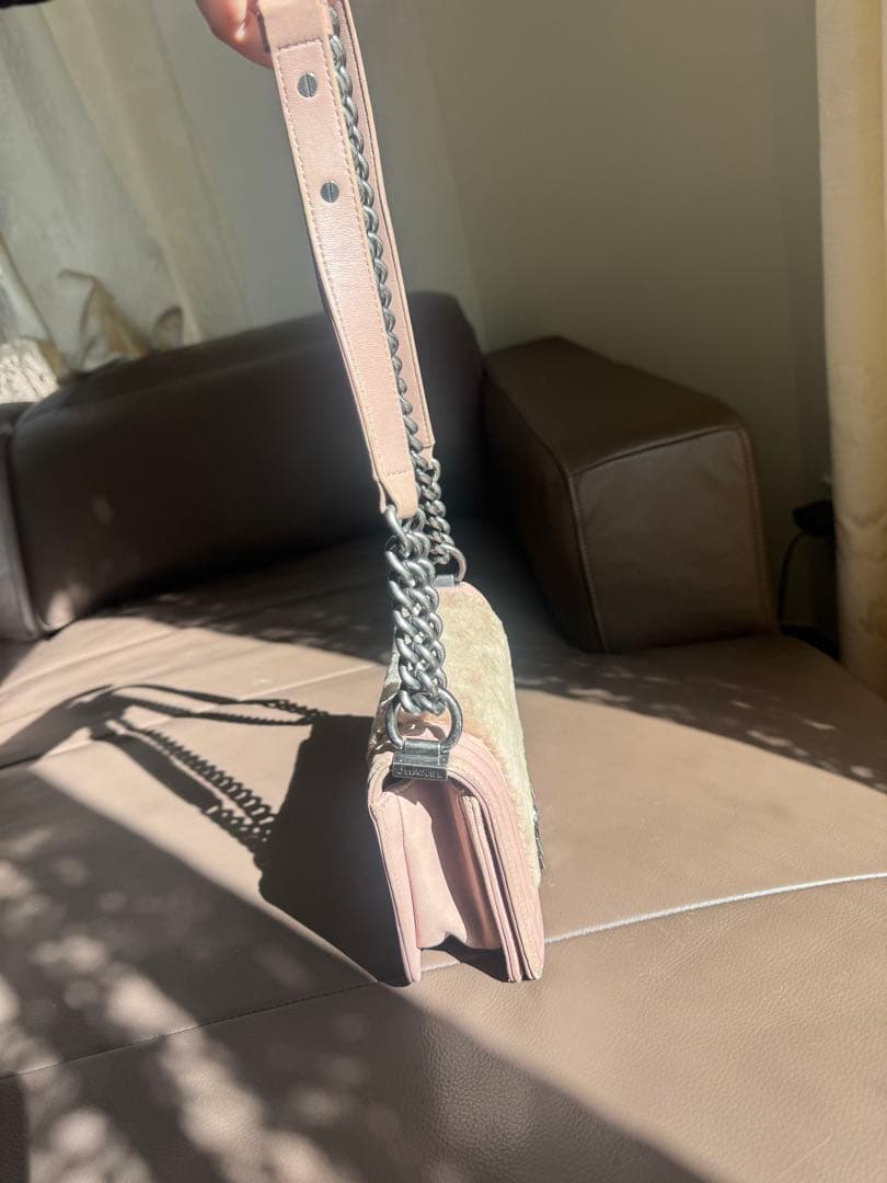 CHANEL ミニボーイ ピンク チェーンショルダー 裸品 使用感あり