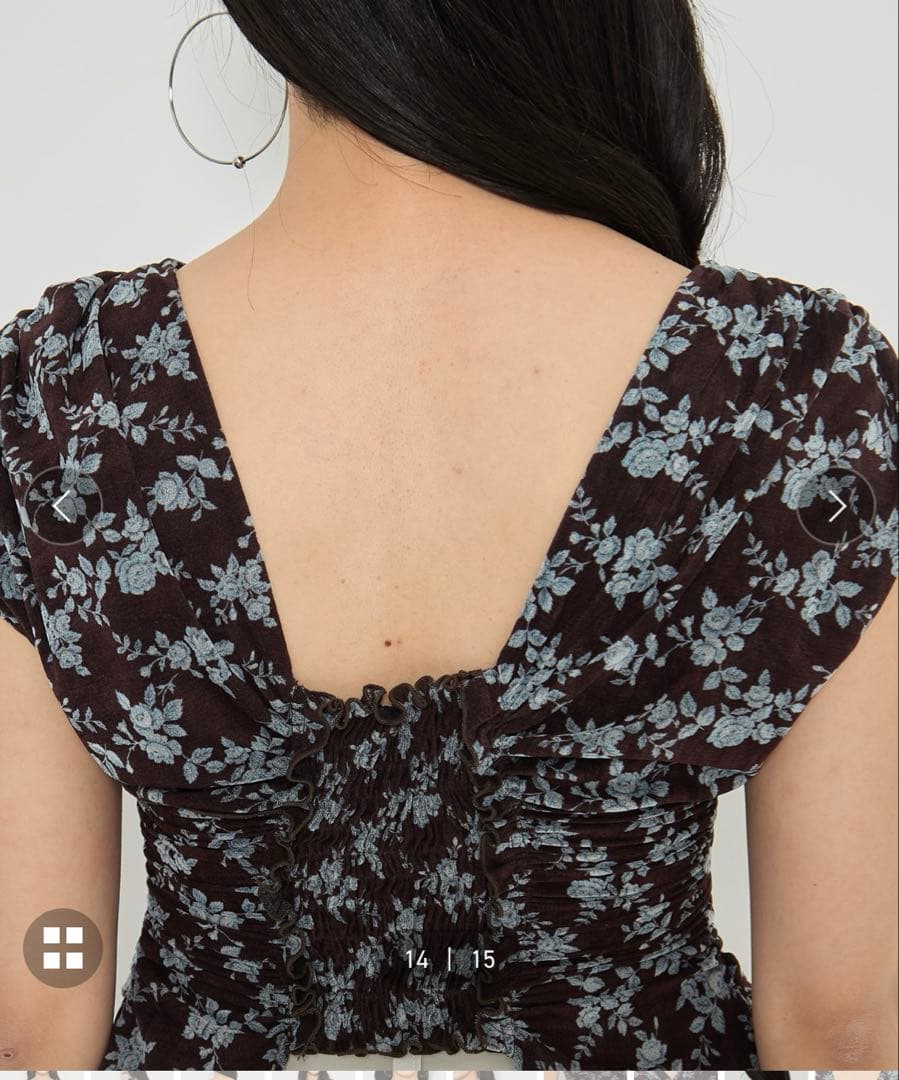 トップス FETICO ROSE VELVET TULLE SHIRRING TOP