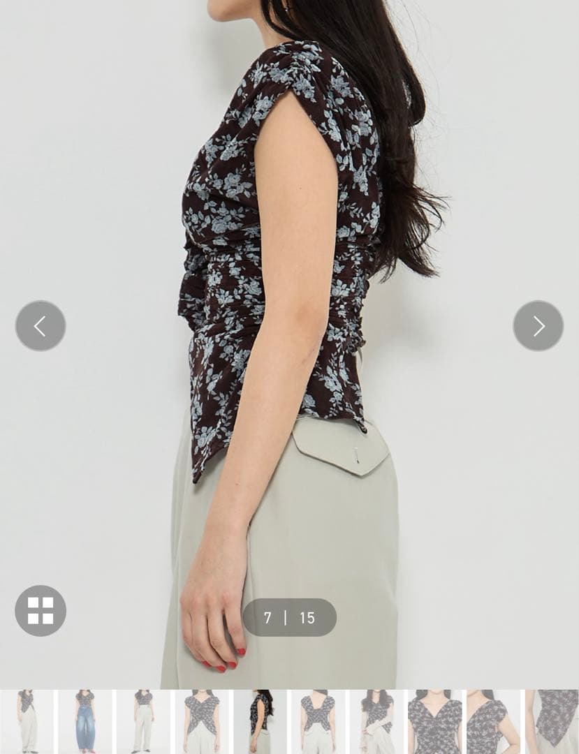 トップス FETICO ROSE VELVET TULLE SHIRRING TOP